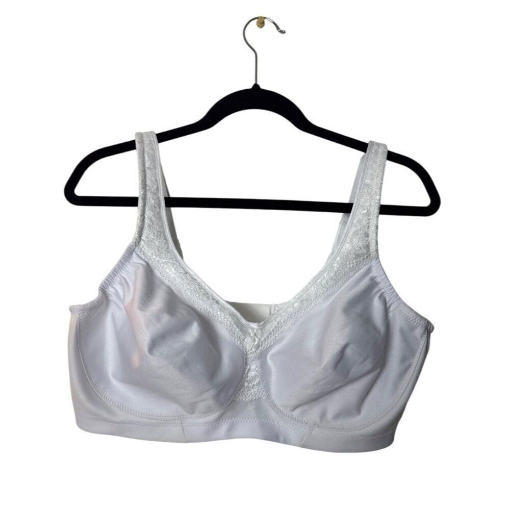 Glamorise Womens Full-Figure White Lace Support Bra 42D Adjustable Straps